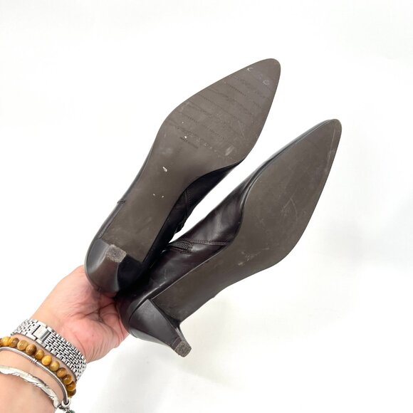 Stuart Weitzman Leather Pointy Toe Heel Boots - Picture 7 of 7